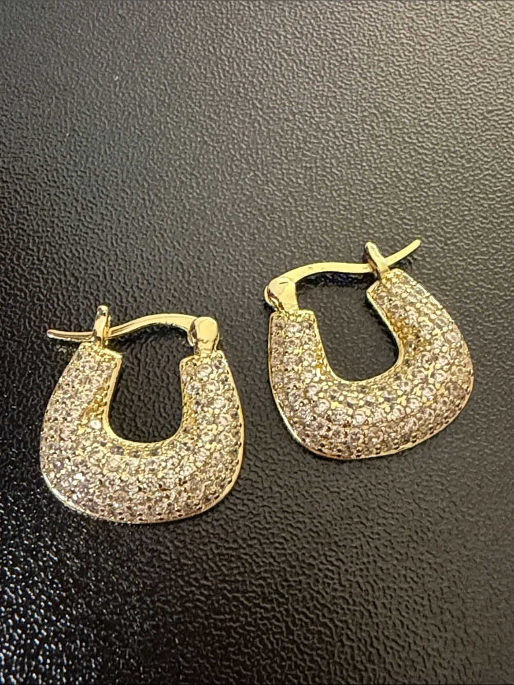 Gold Pavé Crystal Horseshoe Hoop Earrings - Brand